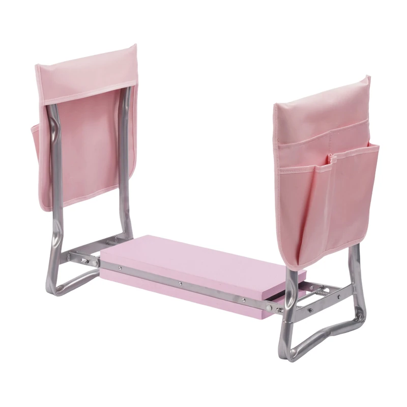 Relaxdays Garden Kneeler and Seat, Foldable, Padded with Pockets, 2-in-1, Up to 150 kg, Pink, 50x60x27.5 cm