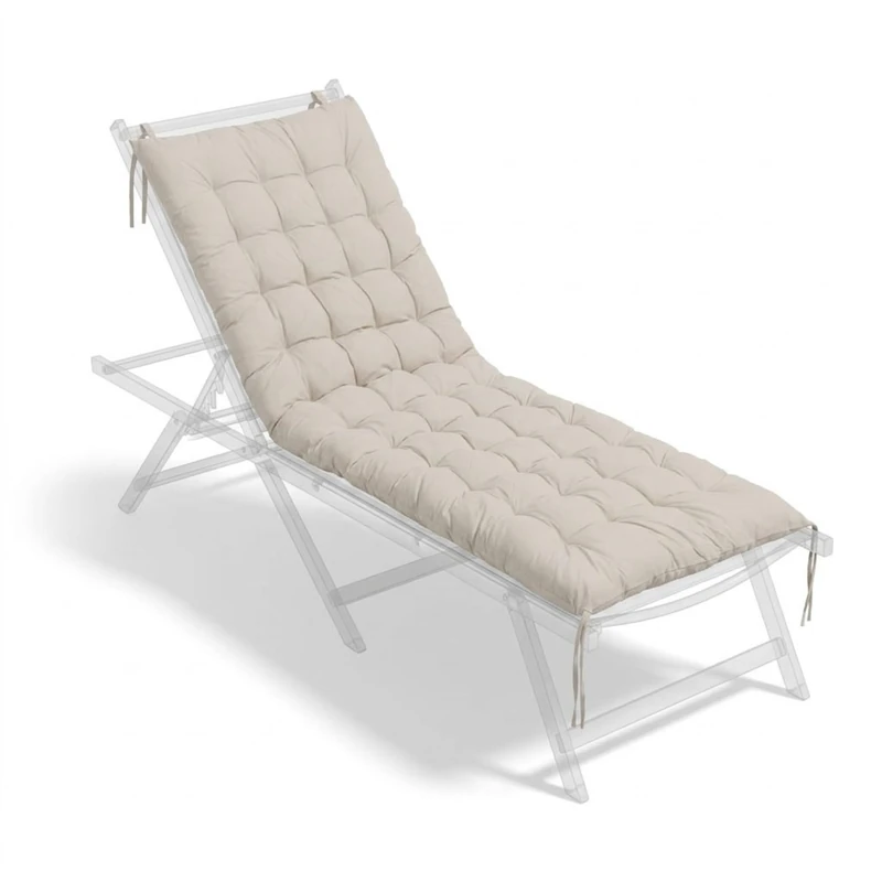 Relaxdays Padded Quilted Bench Cushion with Ties, 180x70 cm, Beige, Outdoor Garden & Pallet Seat Pad