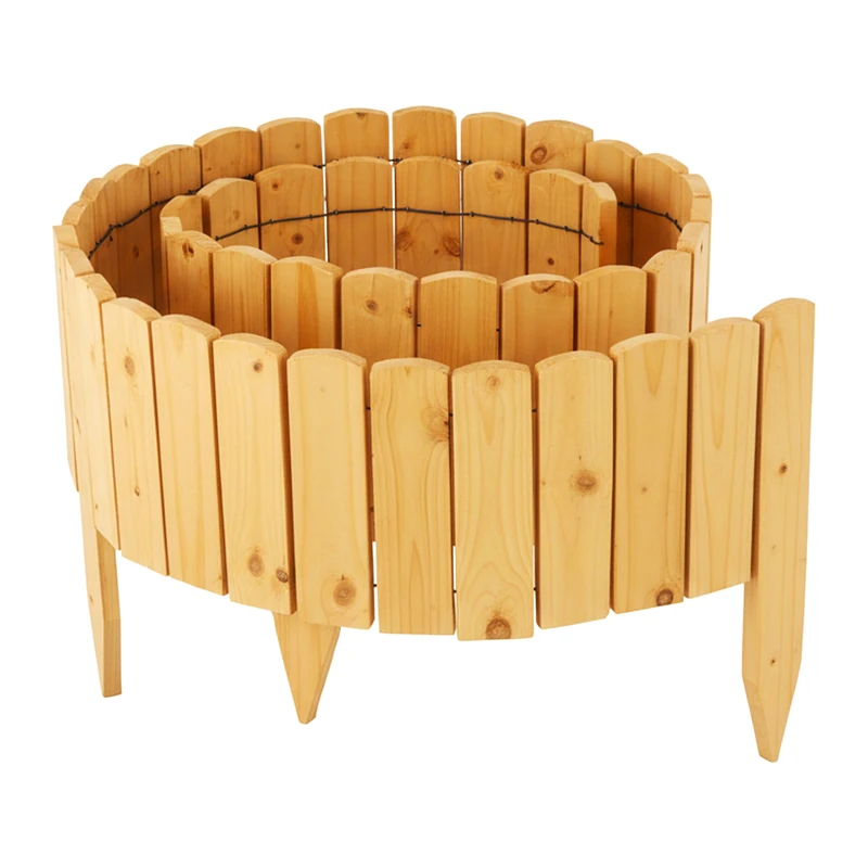 Relaxdays Flower Bed Edging, Flexible Fir Wood, 200 cm, 20 cm Height, Lawn Border, Light Brown
