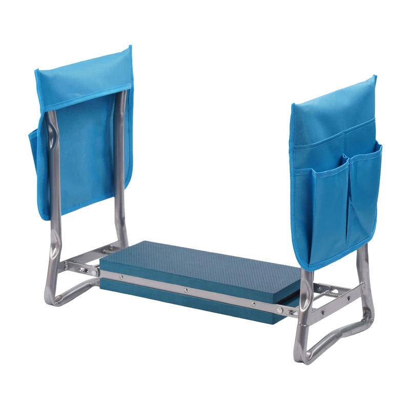 Relaxdays Foldable Kneeling Bench for Gardening with Pockets, Padded, 2-in-1 Seat & Kneeler, 150kg, Light Blue, 50x60x27