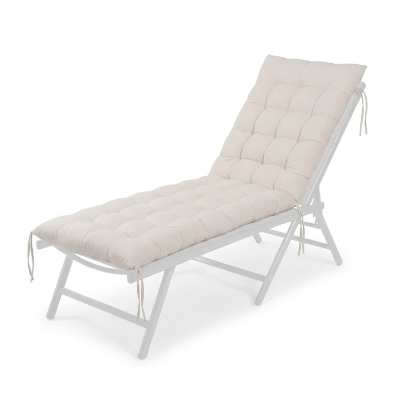 Relaxdays Padded Garden Bench Pad with Ties, Quilted, 180x50 cm, Beige
