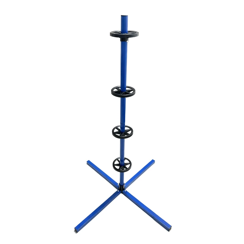 Relaxdays Tire Rack for 4 Rims, Steel, Blue, 131.5x66x66 cm, Max 120 kg