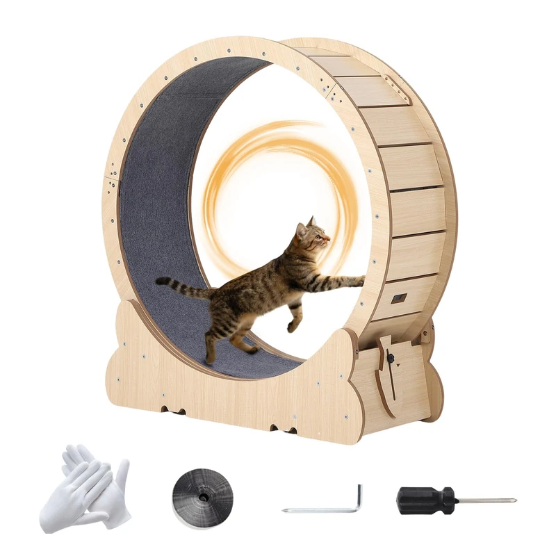 GarveeHome Cat Exercise Wheel, 39.4 Inch Large Cat Treadmill Wheel with Detachable Carpet, Modern Cat Running Wheels for Indoor Cats Weight Loss and Health, Running/Walking/Training