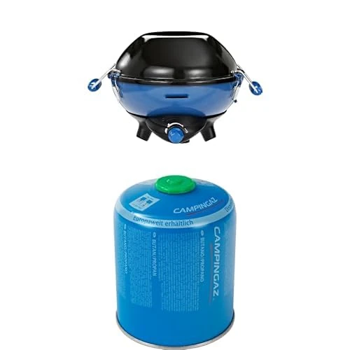 Campingaz Party Grill 400 CV Portable Camping BBQ with Griddle, Grid & Pan Support + Campingaz CV 470 Plus Gas Cartridge 450g Butane/Propane Mix