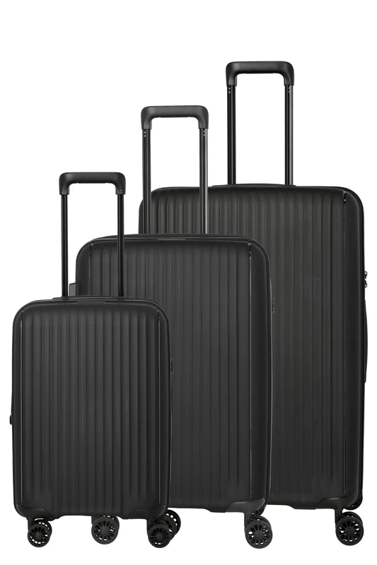 Travelite Skymate Hard Shell Suitcase Set, 3-Piece S/M/L, Trolley Set Made of Polypropylene with TSA Combination Lock, Expansion Pleat (Sizes S + M), 4 Double Wheels