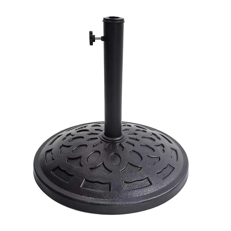 Relaxdays Parasol Stand for 34–48 mm Poles, 49 cm Diameter, Vintage Round Black, 33 x 49 x 49 cm