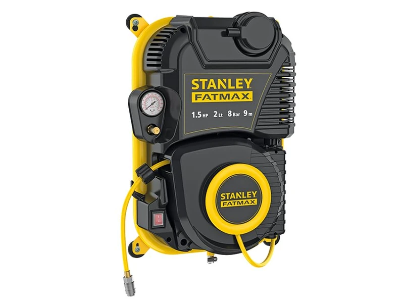 Stanley FMXCMD152WE FatMax® Wall Mounted Air Hose 1.5 HP 8 Bar 9m, Utilises oilless Technology, Maintenance Free and Environmental Friendly.