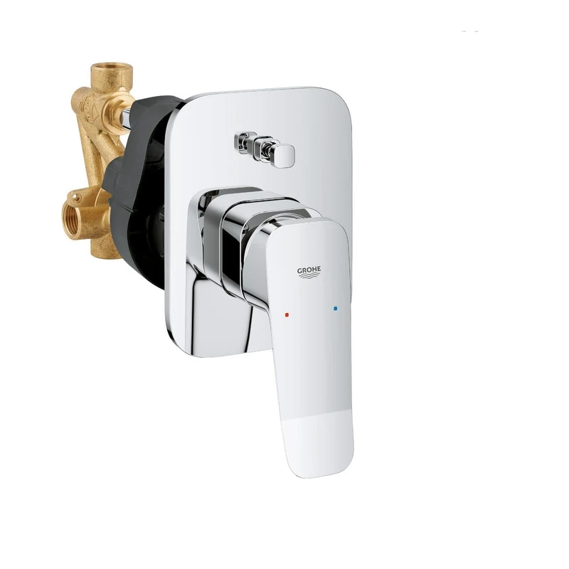 GROHE Dice – Built-in Bath Tap Including Concealed Body (Set for Final Installation, 46 mm Ceramic Cartridge, Automatic Diverter: Bath/Shower), Chrome, 1018900000