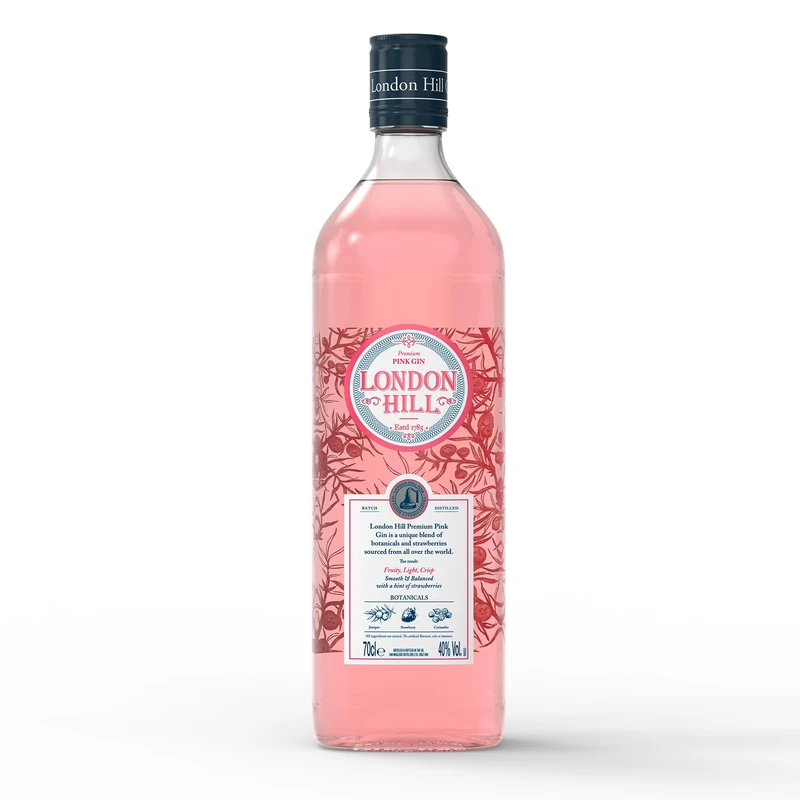 London Hill Pink Gin | 70cl | 40% ABV | Fruity, Light & Crisp | Notes of Spice and Strawberries | Delicious in a Pink Gin & Tonic
