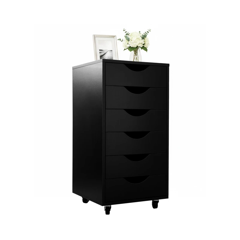 Relaxdays Mobile Filing Cabinet with 6 Drawers, Under-Desk, Castors, 78x40x40 cm, Black
