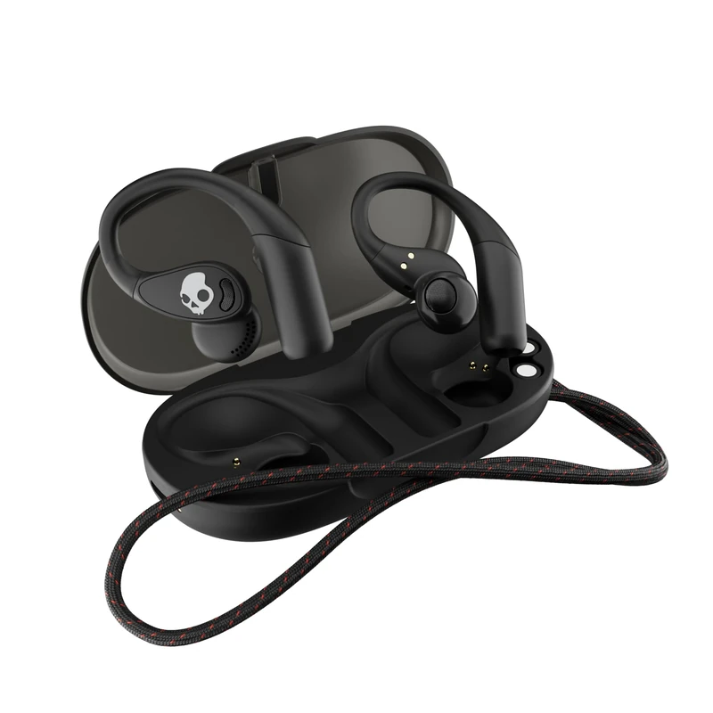 Skullcandy Push 540 Open Wireless Open-Ear Bluetooth Earbuds, Headphones, Sweat and Water Resistant, 42 Hours Battery, Detachable Neckband, Secure Fit, Microphone for iPhone Android - True Black