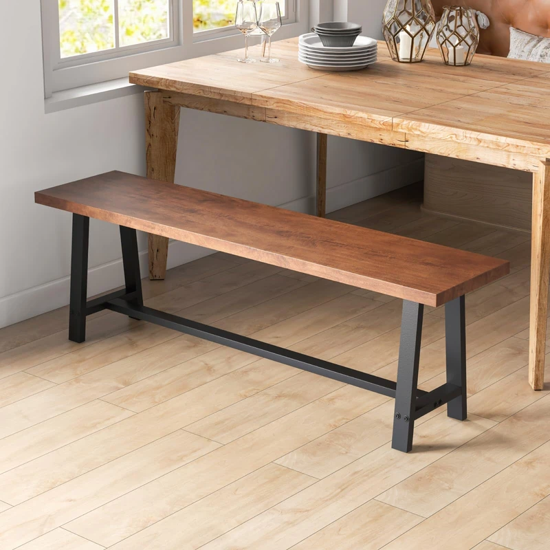 GiantexUK 153cm Dining Bench, Dining Room Bench Seat with Metal Frame & Non-Slip Foot Pads, 3 Seater Rectangular Dining Stool for Kitchen Lounge Living Room Entryway