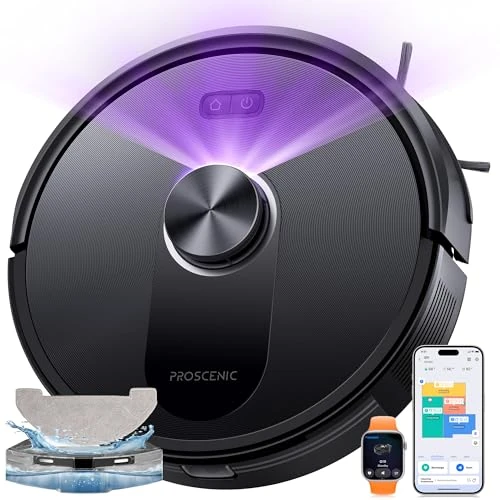 Proscenic Q10+ Robot Vacuum Cleaner with Mop, 8000Pa Powerful Suction, Lidar Navigation Robotic Vacuum, Robot Hoover 200Mins Runtime, WiFi/Alexa/APP/iWatch Control, for Hard Floors Carpets Hairs