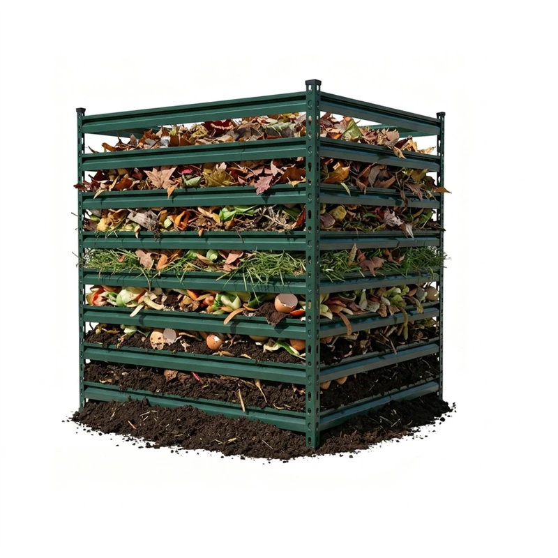 Relaxdays metal compost bin, garden composter with braces, 729L, steel, green, 90x90x90 cm