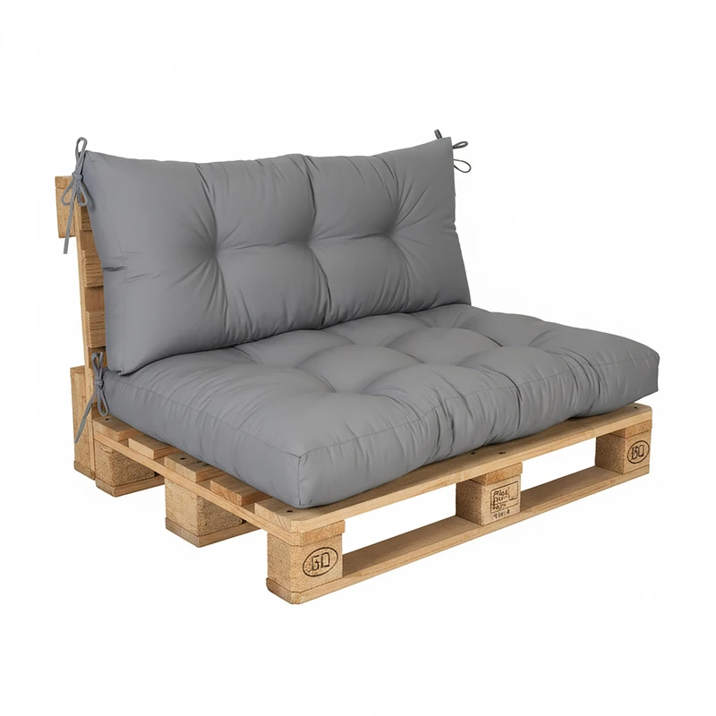 Relaxdays pallet cushion set, seat pad BT: 126x85 cm & backrest HB: 42x126 cm, outdoor, for pallet furniture, grey