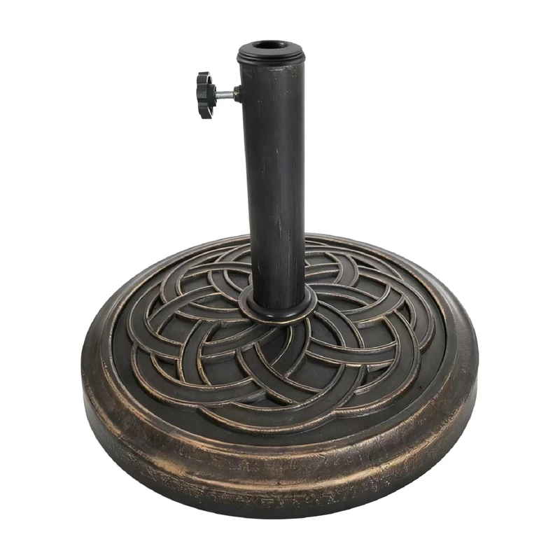 Relaxdays Parasol Base for Poles 34–48 mm, 45 cm Diameter, Vintage Black/Bronze, 31 x 45 x 45 cm