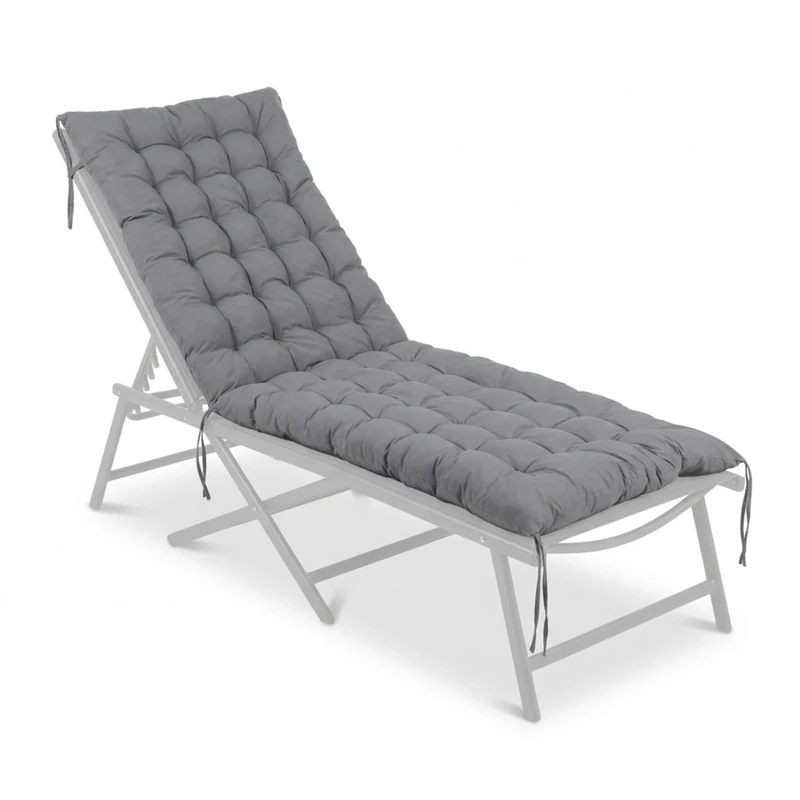 Relaxdays Bench Cushion, Padded and Quilted, Tied, Outdoor, for Garden Benches & Pallets, 180x70 cm, Grey