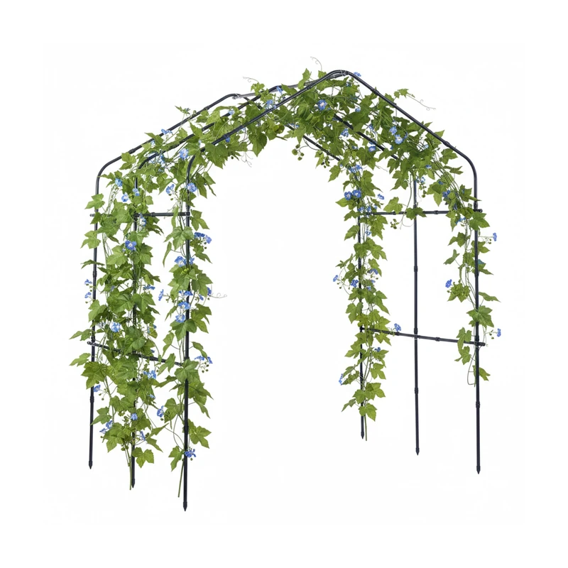 Relaxdays Metal Trellis for Climbing Plants with Net & Accessories, 240x190x180 cm, Black