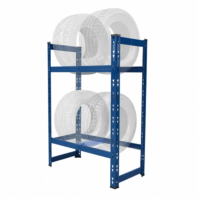 Relaxdays Tire Rack for 4–6 Tyres, Steel, Plug-In System, 100x85x35cm, Blue