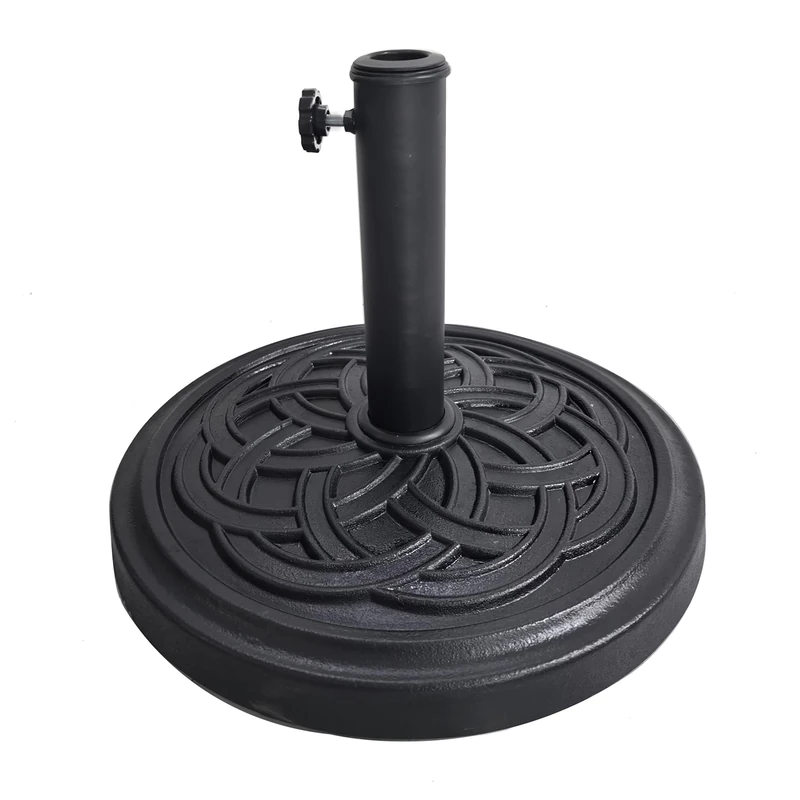 Relaxdays Parasol Stand, Vintage Round Design, Fits 34–48 mm Poles, 45 cm Diameter, Black, 31 x 45 x 45 cm