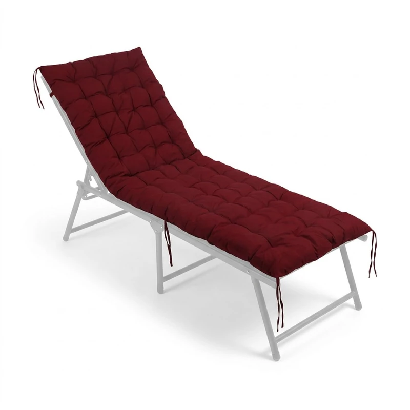 Relaxdays Padded Quilted Bench Cushion with Ties, 190x70 cm, Red, Outdoor Garden & Pallet Seat Pad