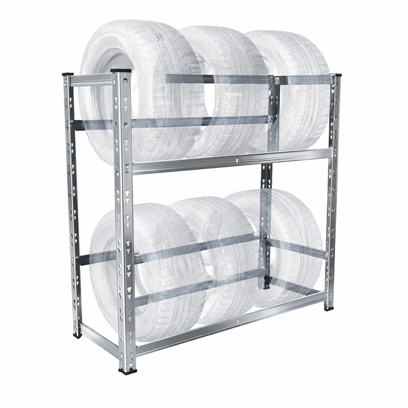 Relaxdays tyre rack for 4-6 tyres, steel, plug-in system, 150kg/shelf, 100x85x35cm, silver