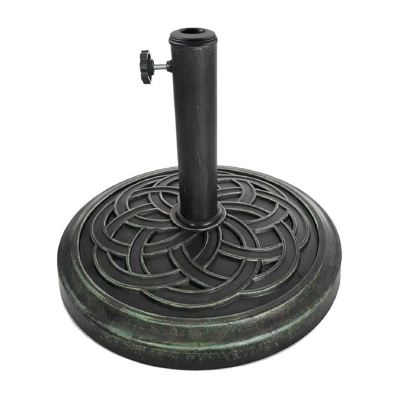 Relaxdays Parasol Stand for Poles 34–48 mm, 45 cm Diameter, Vintage Black/Green, 31 x 45 x 45 cm