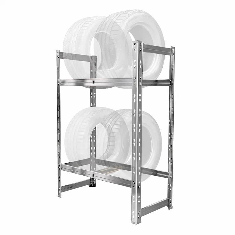 Relaxdays Tire Rack for 4–6 Tires, Steel, Silver, Dimensions 100x85x35 cm, 150 kg per Shelf, Plug-in System