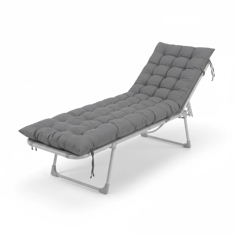 Relaxdays Padded Quilt Bench Pad with Ties, 180x50 cm, Outdoor Grey for Garden Benches and Pallets