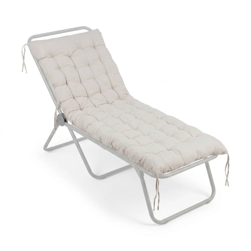 Relaxdays Padded Quilted Garden Bench Cushion with Ties 190x70 cm Beige