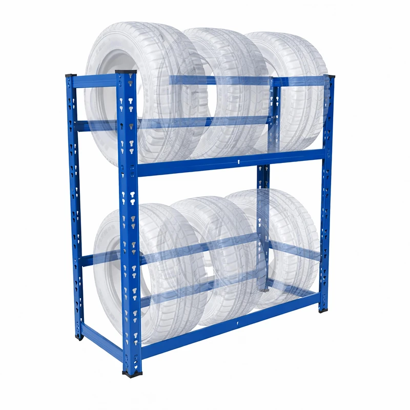Relaxdays Tire Rack for 4–6 Tyres, Steel, Plug-in System, H 100 x W 85 x D 35 cm, Blue