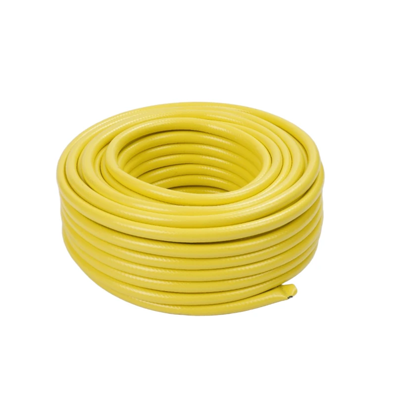 Relaxdays 50m UV & weatherproof garden hose, 1/2" water hose, woven PP, yellow, 150cm x 150cm
