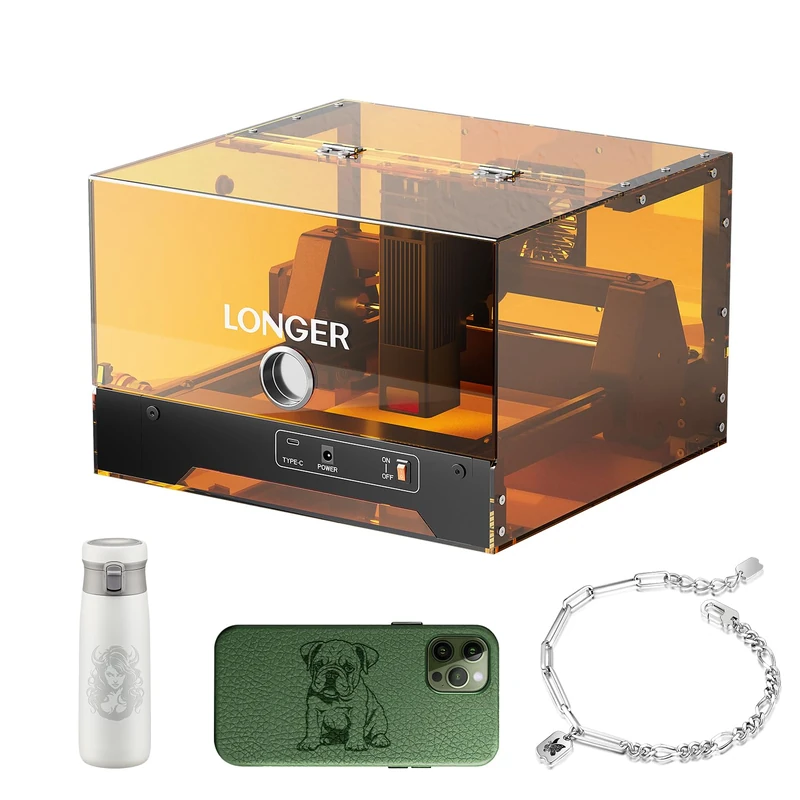 LONGER Ray5 minis 10W Laser Engraver with Class 1 Acrylic Enclosure, 130×125 mm Working Area, Offline Control, Precise Desktop Laser Engraver for Wood, Acrylic, Glass and DIY Projects