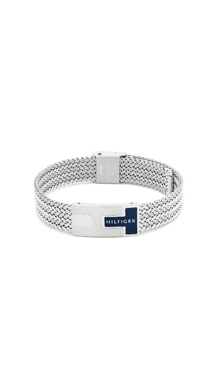 Tommy Hilfiger Men's Silver-Tone Mesh Chain Bracelet, Adjustable