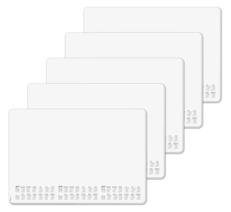 SIGEL H7301/5 Set of 5 Paper Desk Pads with Rounded Corners, 3-Year calendars and Weekly Planner, Dotted Design, A2 (59.5 x 41 cm), White and Grey, 30 Sheets