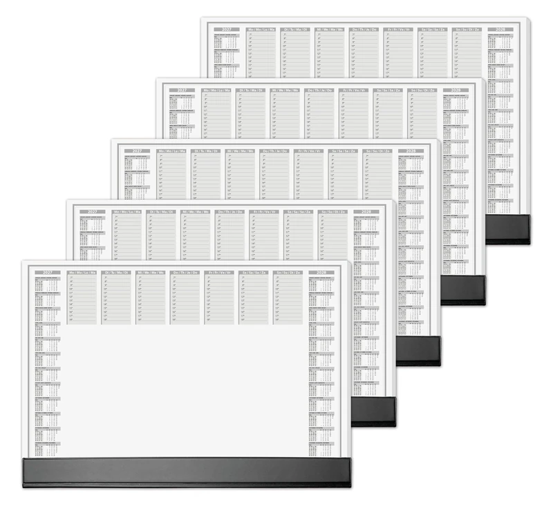 SIGEL H7365/5 Set of 5 Paper Desk Pads, 2-Year and Weekly Calendars, Office Design, A2 (59.5 x 41 cm), with Protective Strip, Black and White, 5 x 40 Sheets - Image 1