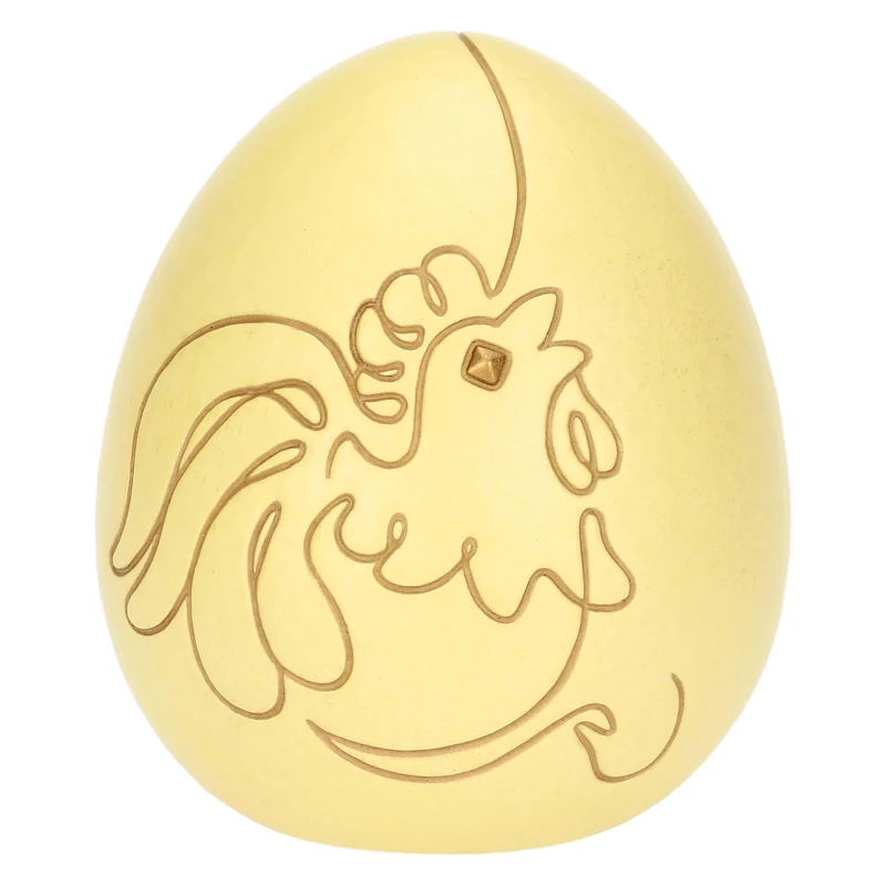 Thun - Decorative Egg Ceramic Easter Charm, Yellow - Ceramic, 9.5 x 9.5 x 11 cm