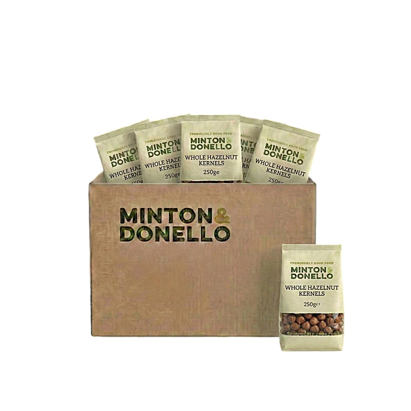 Minton & Donello Organic Hazelnut Whole Kernels Pack of 6 x 250g - Natural, Healthy Snack, Rich Nutty Flavour, Source of Protein & Healthy Fats, Versatile for Snacking, Baking, Cooking, Vegetarian