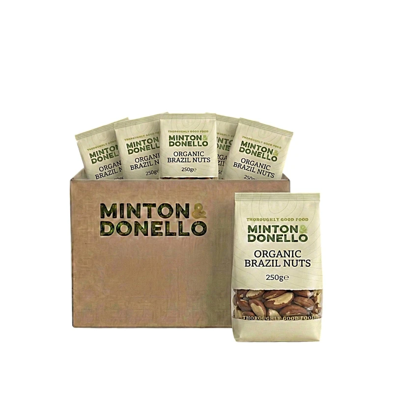 Minton & Donello Organic Brazil Nut Kernels Pack of 6 x 250g - Certified, Natural Healthy Snack, High Selenium Source, High Fibre, Plant Protein, Vegetarian Friendly, Antioxidant Rich