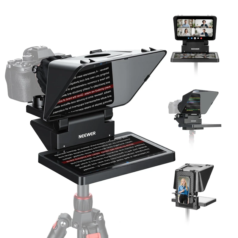 NEEWER 2 in 1 Teleprompter 11 Inch with Monitor, Supports Screen Mirroring, Portable Prompter for Camera Mobile Phone Webcam Windows MacOS for YouTube Twitch Live Streaming Conference, X11
