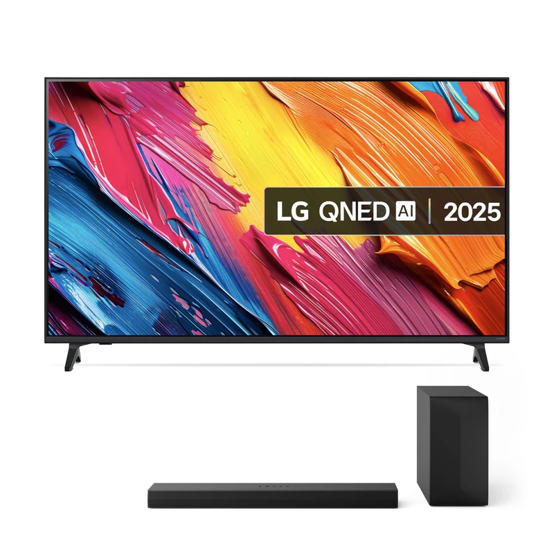 LG 65QNED70A6A (2025) 65-Inch QNED AI 4K UHD HDR Smart TV bundle with US60T Bluetooth Soundbar 3.1 channel, 340W