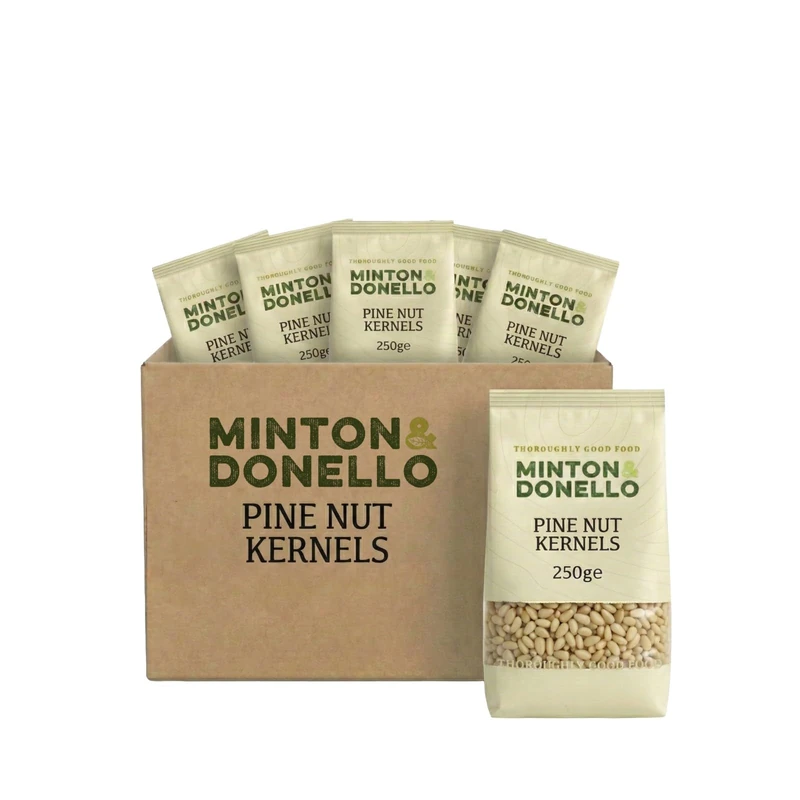 Minton & Donello Pine Nut Kernels Pack Of 6 x 250g - Pinenuts For Pesto Pasta Salads & Baking, Rich Buttery Flavour, Natural Ingredient, Pantry Staple