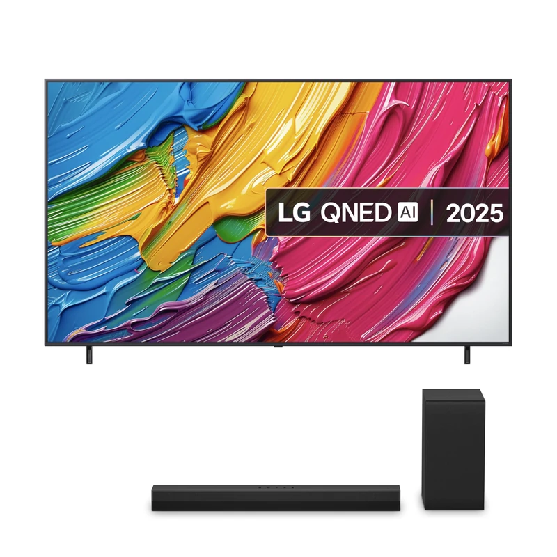 LG 86QNED80A6A (2025) 86-Inch QNED AI 4K UHD HDR Smart TV bundle with US40T Bluetooth Soundbar 2.1 Channel (Wireless Subwoofer)