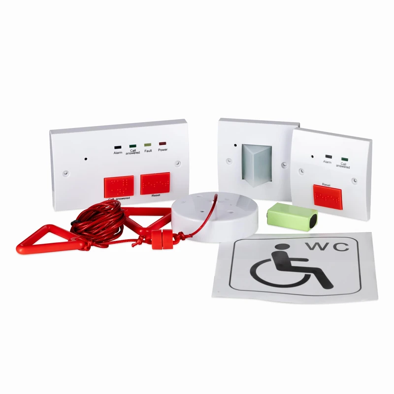 TCP Disabled Toilet Alarm System with Braille Control Panels – 2-Wire Emergency Assistance Kit with Pull Cord, LED Sounder, Battery Backup & Fault Monitoring – Fully Certified Accessible Call System