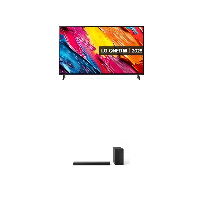 LG 55QNED70A6A (2025) 55-Inch QNED AI 4K UHD HDR Smart TV bundle with US60T Bluetooth Soundbar 3.1 channel, 340W