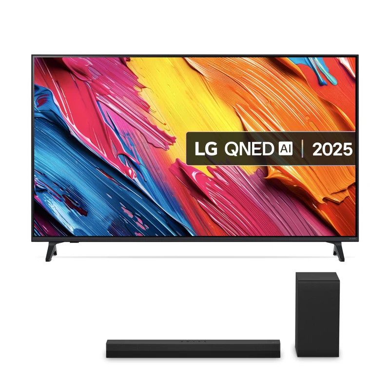 LG 50QNED70A6A (2025) 50-Inch QNED AI 4K UHD HDR Smart TV bundle with US40T Bluetooth Soundbar 2.1 Channel (Wireless Subwoofer)