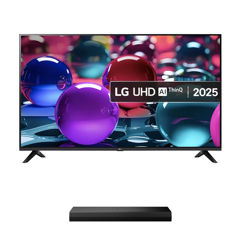 LG 55UA73006LA (2025) 55-Inch Ultra HD 4K HDR Smart TV bundle with US20A Bluetooth Soundbar 2.0 Channel