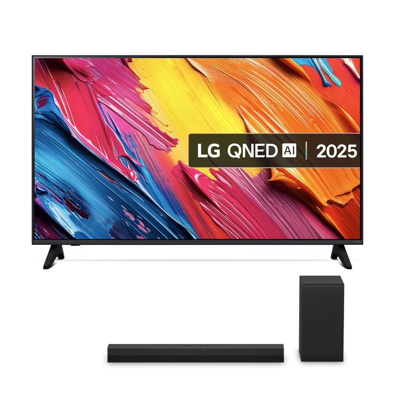 LG 43QNED70A6A (2025) 43-Inch QNED AI 4K UHD HDR Smart TV bundle with US40T Bluetooth Soundbar 2.1 Channel (Wireless Subwoofer)
