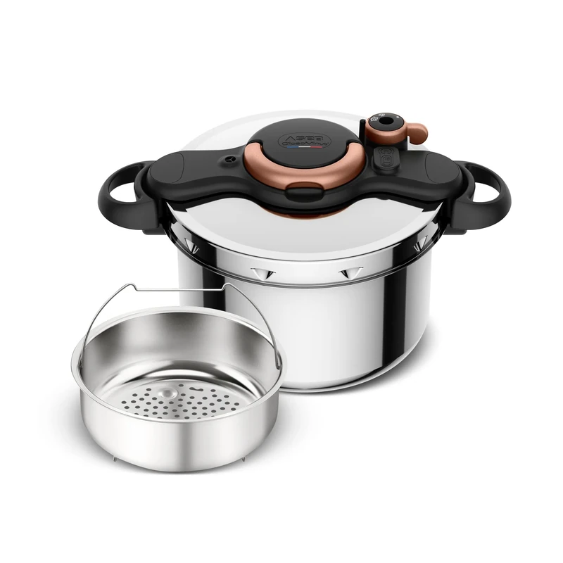 SEB Clipso Minut' Easy+, 6 Litre Pressure Cooker, 4/6 People, Fast Cooking, Made in France, One-Hand Open, P4620729