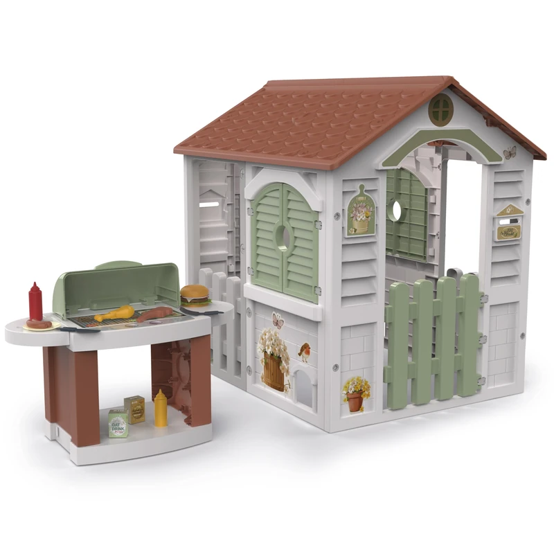 Chicos - Children's Outdoor Playhouse + Barbecue with 19 Accessories | Quick and Easy Assembly and Disassembly | From 2 Years Old (89705)
